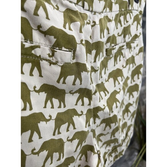 Anthropologie Cartonnier Chino Pleated Shorts Size 4 Elephant Print - Picture 10 of 13